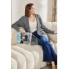 imageSidefeel Womens 2025 Fall Outfits Long Sleeve Open Front Contrast Cardigan Sweaters Oversized Chunky Hooded Sweaters CoatGray