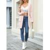 imageSidefeel Womens 2025 Fall Outfits Long Sleeve Open Front Contrast Cardigan Sweaters Oversized Chunky Hooded Sweaters CoatPink