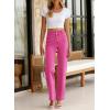 imageSidefeel Womens Jeans High Waisted Straight Leg Stretchy Jeans Trendy Welt Pockets Loose Wide Leg Zimbaplatinum Denim PantsHot Pink