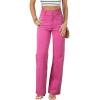 imageSidefeel Womens Jeans High Waisted Straight Leg Stretchy Jeans Trendy Welt Pockets Loose Wide Leg Zimbaplatinum Denim PantsHot Pink