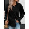 imageSidefeel Women Denim Shirts Oversized Long Sleeve Button Down Blouse V Neck Casual Top ShacketsBlack