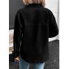 imageSidefeel Women Denim Shirts Oversized Long Sleeve Button Down Blouse V Neck Casual Top ShacketsBlack