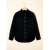 imageSidefeel Women Denim Shirts Oversized Long Sleeve Button Down Blouse V Neck Casual Top ShacketsBlack