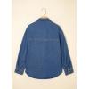 imageSidefeel Women Denim Shirts Oversized Long Sleeve Button Down Blouse V Neck Casual Top ShacketsBlue