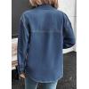 imageSidefeel Women Denim Shirts Oversized Long Sleeve Button Down Blouse V Neck Casual Top ShacketsBlue