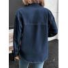 imageSidefeel Women Denim Shirts Oversized Long Sleeve Button Down Blouse V Neck Casual Top ShacketsDark Blue