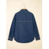 imageSidefeel Women Denim Shirts Oversized Long Sleeve Button Down Blouse V Neck Casual Top ShacketsDark Blue