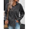 imageSidefeel Women Denim Shirts Oversized Long Sleeve Button Down Blouse V Neck Casual Top ShacketsGray