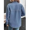 imageSidefeel Women Denim Shirts Oversized Long Sleeve Button Down Blouse V Neck Casual Top ShacketsLight Blue