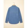 imageSidefeel Women Denim Shirts Oversized Long Sleeve Button Down Blouse V Neck Casual Top ShacketsLight Blue