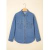 imageSidefeel Women Denim Shirts Oversized Long Sleeve Button Down Blouse V Neck Casual Top ShacketsLight Blue