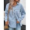 imageSidefeel Women Denim Shirts Oversized Long Sleeve Button Down Blouse V Neck Casual Top ShacketsSky Blue