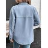 imageSidefeel Women Denim Shirts Oversized Long Sleeve Button Down Blouse V Neck Casual Top ShacketsSky Blue