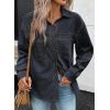 imageSidefeel Women Denim Shirts Oversized Long Sleeve Button Down Blouse V Neck Casual Top ShacketsVintage Blue