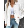 imageSidefeel Women Denim Shirts Oversized Long Sleeve Button Down Blouse V Neck Casual Top ShacketsWhite