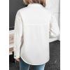 imageSidefeel Women Denim Shirts Oversized Long Sleeve Button Down Blouse V Neck Casual Top ShacketsWhite
