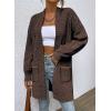 imageSidefeel Womens 2025 Fall Outfits Long Sleeve Open Front Striped Cardigan Sweaters Chevron Chunky Knit Sweaters CoatBrown