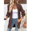 imageSidefeel Womens 2025 Fall Outfits Long Sleeve Open Front Striped Cardigan Sweaters Chevron Chunky Knit Sweaters CoatBrown