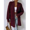 imageSidefeel Womens 2025 Fall Outfits Long Sleeve Open Front Striped Cardigan Sweaters Chevron Chunky Knit Sweaters CoatBurgundy