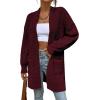 imageSidefeel Womens 2025 Fall Outfits Long Sleeve Open Front Striped Cardigan Sweaters Chevron Chunky Knit Sweaters CoatBurgundy