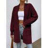 imageSidefeel Womens 2025 Fall Outfits Long Sleeve Open Front Striped Cardigan Sweaters Chevron Chunky Knit Sweaters CoatBurgundy