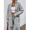imageSidefeel Womens 2025 Fall Outfits Long Sleeve Open Front Striped Cardigan Sweaters Chevron Chunky Knit Sweaters CoatGray