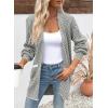imageSidefeel Womens 2025 Fall Outfits Long Sleeve Open Front Striped Cardigan Sweaters Chevron Chunky Knit Sweaters CoatGray