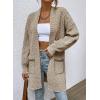 imageSidefeel Womens 2025 Fall Outfits Long Sleeve Open Front Striped Cardigan Sweaters Chevron Chunky Knit Sweaters CoatKhaki