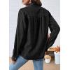 imageSidefeel Womens Denim Shirt Button Down Long Sleeve Ruffled Edge Jean Blouses TopsBlack