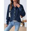 imageSidefeel Womens Denim Shirt Button Down Long Sleeve Ruffled Edge Jean Blouses TopsBluing