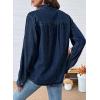 imageSidefeel Womens Denim Shirt Button Down Long Sleeve Ruffled Edge Jean Blouses TopsBluing