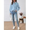 imageSidefeel Womens Denim Shirt Button Down Long Sleeve Ruffled Edge Jean Blouses TopsIceland Blue