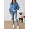 imageSidefeel Womens Denim Shirt Button Down Long Sleeve Ruffled Edge Jean Blouses TopsLight Blue