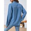 imageSidefeel Womens Denim Shirt Button Down Long Sleeve Ruffled Edge Jean Blouses TopsLight Blue
