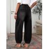 imageSidefeel Barrel Jeans for Women Trendy Wide Leg High Waisted Cropped Baggy Relax Fit Stretch Pocketed Denim Ankle PantsBlack