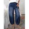 imageSidefeel Barrel Jeans for Women Trendy Wide Leg High Waisted Cropped Baggy Relax Fit Stretch Pocketed Denim Ankle PantsBluing