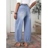 imageSidefeel Barrel Jeans for Women Trendy Wide Leg High Waisted Cropped Baggy Relax Fit Stretch Pocketed Denim Ankle PantsIceland Blue