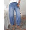 imageSidefeel Barrel Jeans for Women Trendy Wide Leg High Waisted Cropped Baggy Relax Fit Stretch Pocketed Denim Ankle PantsLight Blue