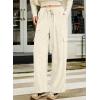 imageSidefeel Womens Corduroy Pants Casual High Waisted Elastic Drawstring Cargo Loose Fit Wide Leg Pants with PocketsApricot