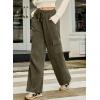 imageSidefeel Womens Corduroy Pants Casual High Waisted Elastic Drawstring Cargo Loose Fit Wide Leg Pants with PocketsArmy Green