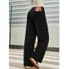imageSidefeel Womens Corduroy Pants Casual High Waisted Elastic Drawstring Cargo Loose Fit Wide Leg Pants with PocketsBlack