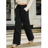 imageSidefeel Womens Corduroy Pants Casual High Waisted Elastic Drawstring Cargo Loose Fit Wide Leg Pants with PocketsBlack