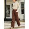 imageSidefeel Womens Corduroy Pants Casual High Waisted Elastic Drawstring Cargo Loose Fit Wide Leg Pants with PocketsBrown