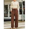 imageSidefeel Womens Corduroy Pants Casual High Waisted Elastic Drawstring Cargo Loose Fit Wide Leg Pants with PocketsBrown