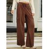 imageSidefeel Womens Corduroy Pants Casual High Waisted Elastic Drawstring Cargo Loose Fit Wide Leg Pants with PocketsBrown