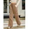 imageSidefeel Womens Corduroy Pants Casual High Waisted Elastic Drawstring Cargo Loose Fit Wide Leg Pants with PocketsKhaki