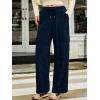 imageSidefeel Womens Corduroy Pants Casual High Waisted Elastic Drawstring Cargo Loose Fit Wide Leg Pants with PocketsNavy Blue