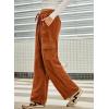 imageSidefeel Womens Corduroy Pants Casual High Waisted Elastic Drawstring Cargo Loose Fit Wide Leg Pants with PocketsOrange
