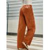 imageSidefeel Womens Corduroy Pants Casual High Waisted Elastic Drawstring Cargo Loose Fit Wide Leg Pants with PocketsOrange