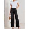 imageSidefeel Womens Straight Leg Jeans High Waisted Stretchy Tummy Control Wide Leg Denim Pants Fall OutfitsBlack